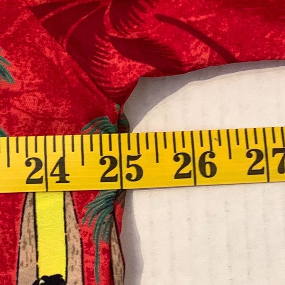 Rima Hawaiian Button Down Shirt Mens Large  Red with Cars and Palm Trees - Picture 7 of 7